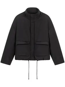 Пуховик с вышивкой ROUGH., черный