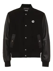 Бомбер с кожаными рукавами Just Cavalli, черный