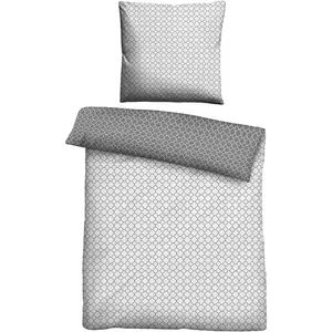 Двустороннее постельное белье Biberna» Сочетайте по размерам. 135x200, 155x220 или 200x200 см", хлопковое постельное белье, неподвластное времени постельное белье с двусторонним внешним видом, цвет sturmgrau/Muster