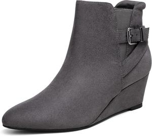 Женские ботильоны на танкетке DREAM PAIRS, осенние низкие ботинки, Grey