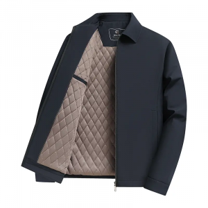 Пуховик мужской с лацканом утепленный VanCamel, темно-синий