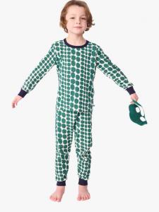 Детский пижамный комплект с длинными рукавами из хлопковой смеси Petit Bateau, Milk/Evergreen