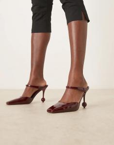 Туфли ASOS DESIGN на высоком каблуке с острым носком и жемчугом, бордового цвета