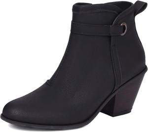 Женские классические ковбойские ботинки MRKEWUNEY с массивным каблуком, вестерн-бутильеры с боковой молнией, заостренным носком и стилем Челси, 387 Black