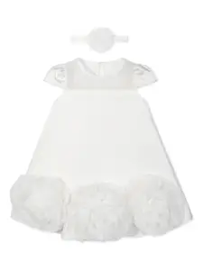 Платье с сетчатыми вставками и оборками Dress & Fleur, белый