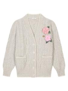 Dolce & Gabbana Kids кардиган с цветочной аппликацией, нейтральный цвет