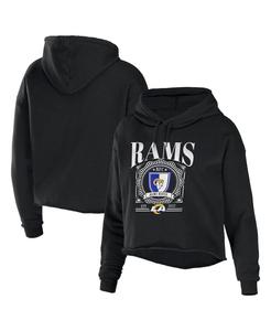 Женский укороченный флисовый пуловер с капюшоном Los Angeles Rams черного цвета WEAR by Erin Andrews, черный
