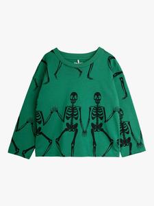 Детская футболка с длинным рукавом с принтом скелета Mini Rodini, Green