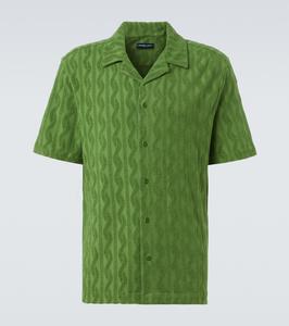 Рубашка из хлопка, шелка и льна с махровым эффектом Roberto Frescobol Carioca, Parakeet Green