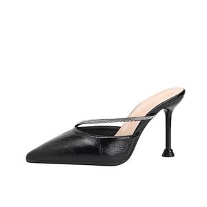 Женские сандалии с закрытым носком и резиновой подошвой, украшенные стразами YAFEI XUANYU, Black