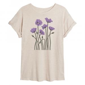 Детская струящаяся футболка с абстрактным фиолетовым маком, бежевый