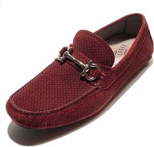 Мужские замшевые лоферы-водители Ferragamo Gancini Bit Red Parigi 17 коричневого цвета (Salvatore)