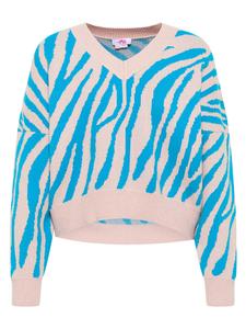 Женский вязаный свитер розового и бирюзового цвета myMo