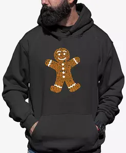 Мужская худи с принтом Gingerbread Word Art LA Pop Art, серый