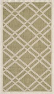 Ковер SAFAVIEH, 61 x 110 см, Washable Outdoor Courtyard Collection - , Green & Beige, Non-Shedding & Easy Cleaning, для патио, входной двери, прихожей, придверный ковер (CY6923-244)