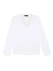 Декорированная футболка с V-образным вырезом Fabiana Filippi, белый