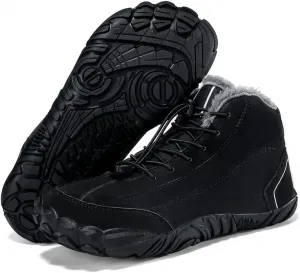 Мужские водонепроницаемые зимние ботинки, с теплой меховой подкладкой, противоскользящие, повседневные ботинки для походов и треккинга, легкая наружная обувь Qacksv, черный