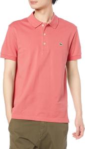 Официальная мужская поло-рубашка LACOSTE приталенного кроя, однотонная (с коротким рукавом), розовый