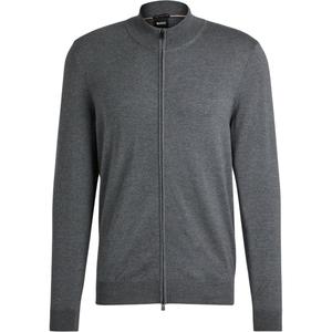 Кардиган на молнии Boss Fine knit HUGO BOSS, серый