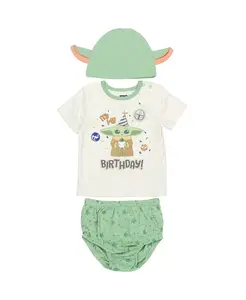 Комплект одежды для мальчиков Baby Boys из 3 предметов: толстовка Yoda Pullover, трусики-подгузники и шапочка The Mandalorian, мультиколор