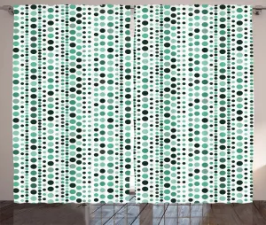 Штора ABAKUHAUS в современном деревенском стиле, геометрический узор в виде кругов, присборенная штора из тесьмы для спальни с петлями и крючками, 280 x 245 см, цвет: охотничье-зеленый, бирюзовый Abakuhaus