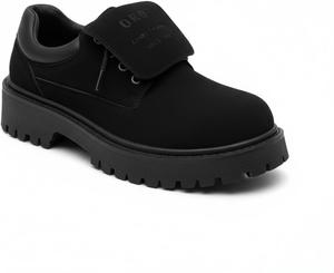 Женские массивные ботильоны на платформе, водонепроницаемые текстильные слипоны на шнуровке с рифленой подошвой, удобные повседневные рабочие лоферы для ходьбы Silanway, Black