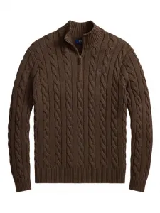 Свитер с воротником на молнии POLO RALPH LAUREN, коричневый