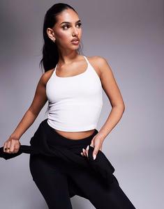 Мягкий топ для йоги с внутренним бюстгальтером и регулируемыми бретелями, белый цвет 4505