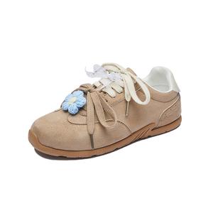 BINGO DUCK Скользоустойчивые амортизирующие дышащие низкие скейтерские женские туфли бежевые + эксклюзивная коробка для обуви + подарочные носки