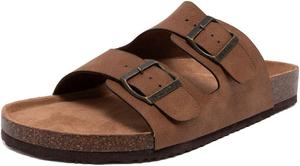 Мужские сандалии Nautica - повседневные шлепанцы с 2 регулируемыми пряжками и пробковой стелькой для максимального комфорта и стиля (обычная/широкая посадка, большой размер), Cognac-tumbled