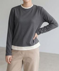 аимоха/двуцветный вязаный пуловер с круглым вырезом