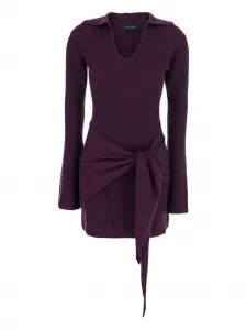 Платье в рубчик с завязками спереди Federica Tosi, фиолетовый