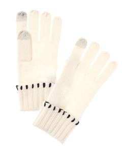 Перчатки из кашемира с манжетами и стежками Бруно Магли Bruno Magli, белый