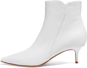 Женские ботильоны YDN с низким каблуком-кистенок, заостренным носком и молнией, размеры 4-16 США, White
