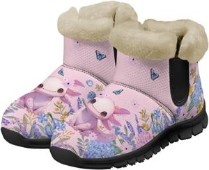 Женские зимние ботинки Jeiento Cute Salamander с цветочным узором, пушистые, на щиколотку, для походов, с противоскользящей подошвой, Cute Salamander Flower