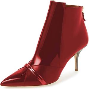 Женские глянцевые ботильоны FSJ с средним каблуком, зауженным носком, челси с молнией, осенние модные зимние туфли, размер 4-15 US, Red