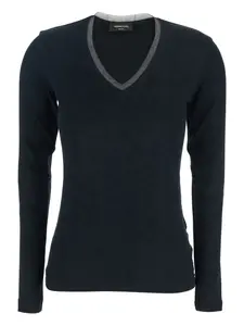 Футболка с V-образным вырезом и длинными рукавами Fabiana Filippi, черный