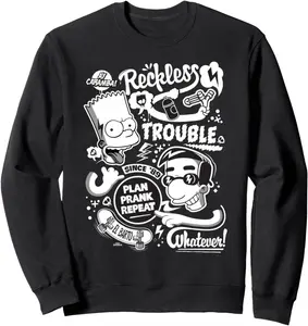 Толстовка «Симпсоны: Барт и Миллхаус. Безрассудные неприятности» (Reckless Trouble Since 89), черная The Simpsons