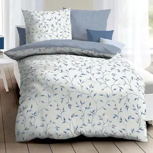 Двустороннее постельное белье "Лист" синее 1x 135x200 см + 1x 80x80 см Kaeppel