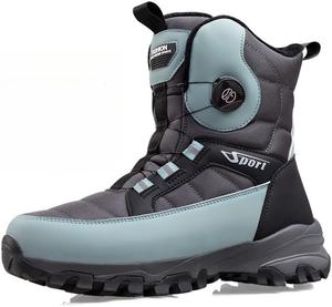 Мужские зимние ботинки Qacksv - утепленные, с толстым мехом, водонепроницаемые высокие, с противоскользящей роторной застежкой, износостойкие короткие туристические ботинки, синий