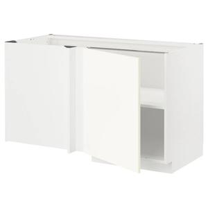 Угловой шкаф с полкой METOD IKEA, 128x62x70 см, цвет white/vallstena white