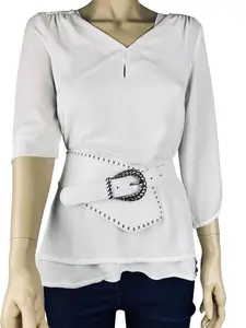 Ремень COLLEZIONE ALESSANDRO кожаный "Вестерн", ручная работа из кожи, белый