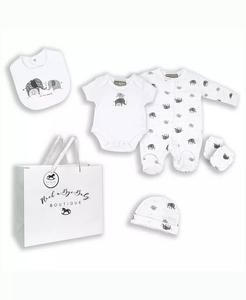 Семейный подарок со слонами для мальчиков и девочек в сетчатой ​​сумке, набор из 5 предметов Rock-A-Bye Baby Boutique