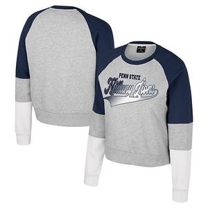 Женский свитшот с круглым вырезом и стразами Penn State Nittany Lions цвета хизер-грей Colosseum