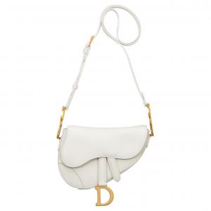 DIOR Кожаная седельная сумка через плечо мини женская молочно-белая