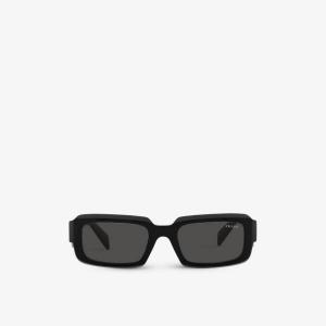 Солнцезащитные очки PR 27ZS в прямоугольной оправе из ацетата с фирменным логотипом Prada, черный