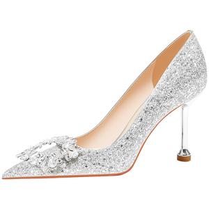 Женские туфли на тонком каблуке, серебристые Lan Miao, Silver