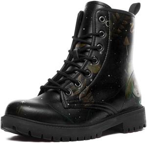 Модные ботильоны на шнуровке для мужчин и женщин с цветочным, грибным и звездным узором, стильные унисекс ботинки, боевые модные уличные ботинки AWSOLE, Black Grey Brown