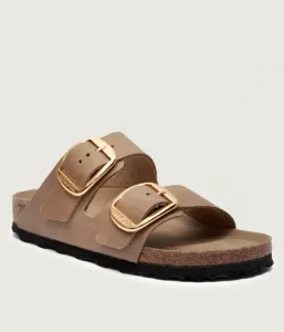 Кожаные тапочки Arizona Big Buckle narrow fit Birkenstock, бежевый