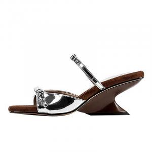 Резиновые тапочки-слайды женские с защитой от запаха CAOT, Silver 5Cm